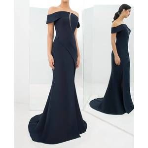 NEW DAYMOR button back off the shoulder dress in navy